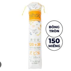 Bông Tẩy Trang Mihoo Bông Tròn Túi 150 Miếng