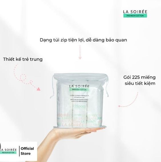 Bông Tẩy Trang La Soirée Premium Cotton 225 Miếng