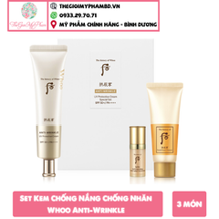 Set Kem Chống Nắng Chống Nhăn Whoo Anti-Wrinkle (75ml+40ml+8ml) Ko Tđ