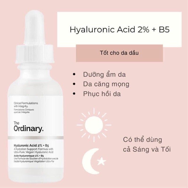 The Ordinary-Hyaluronic Acid 2%+B5 60ml (Sizre lớn X2)
