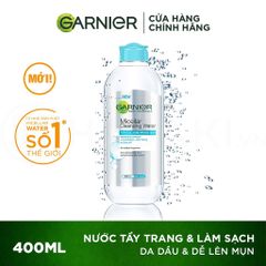 Nước Tẩy Trang Garnier Dành Cho Da Dầu Và Mụn 400ml (Mẫu Cũ - Nắp Trắng)