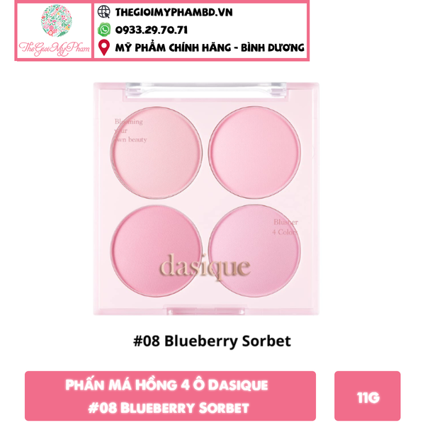 Phấn Má Hồng 4 Ô Dasique 08 Blueberry Sorbet