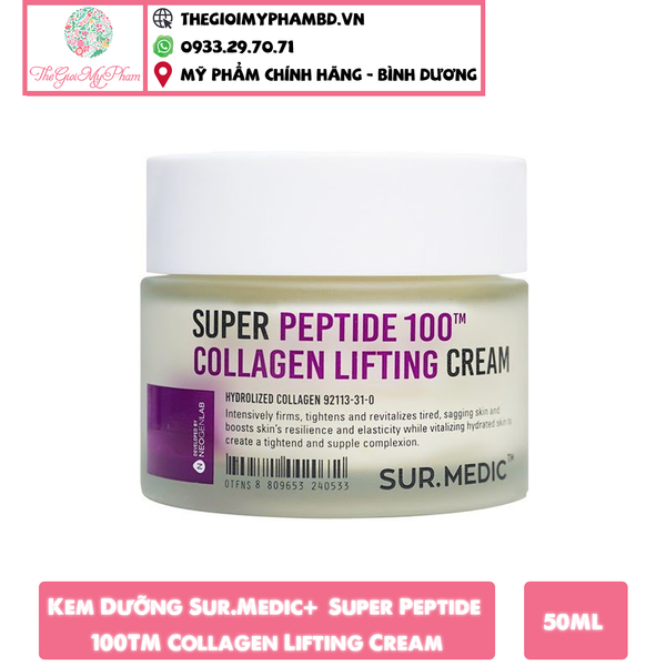 Kem Dưỡng Sur.Medic+ Trẻ Hoá Tái Tạo Da Hư Tổn Super Peptide 100TM Collagen Lifting Cream 50ml