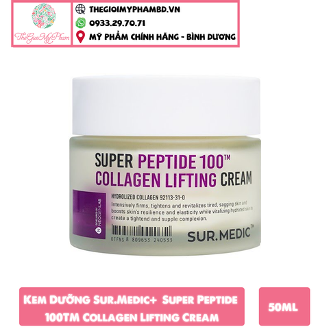 Kem Dưỡng Sur.Medic+ Trẻ Hoá Tái Tạo Da Hư Tổn Super Peptide 100TM Collagen Lifting Cream 50ml