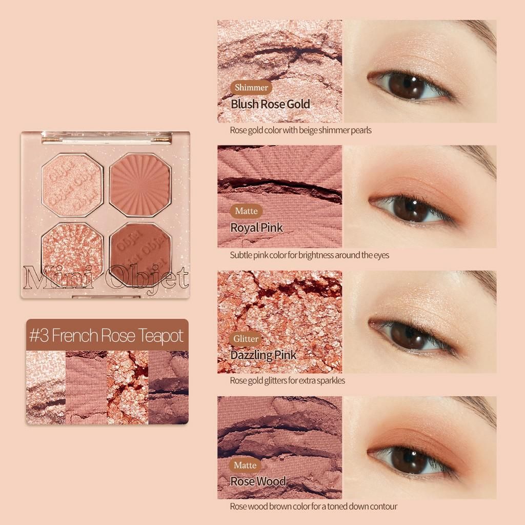 Etude House - Phấn Mắt 4 Ô Play Color Eyes Mini Objet #French Rose Tea Pot