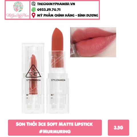 3CE - Soft Matte Lipstick #Murmuring (Ko tđ)