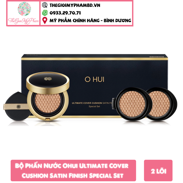 Bộ Phấn Nước Ohui Ultimate Cover Cushion Satin Finish Special Set (Kèm 2 Lõi)