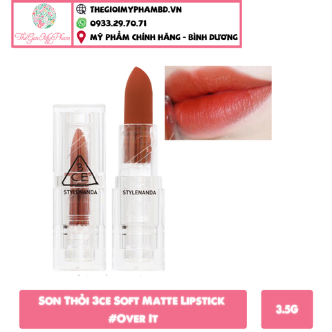 3CE - Soft Matte Lipstick #Over It (Ko tđ)