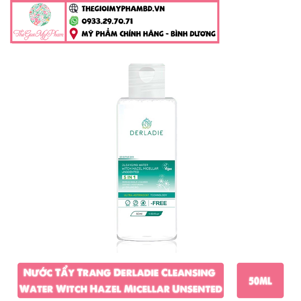 Nước Tẩy Trang Vegan Derladie Cleansing Water Witch Hazel Micellar Unsented 50ml