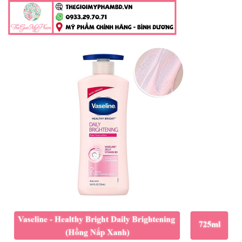 Sữa Dưỡng Thể Vaseline Healthy Bright Daily Brightening 725ml (Hồng Nắp Xanh)