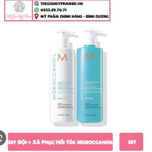 Set Gội + Xã Phục Hồi Tóc Moroccanoil 500ml (Ko Tđ) - Tặng kèm Lược