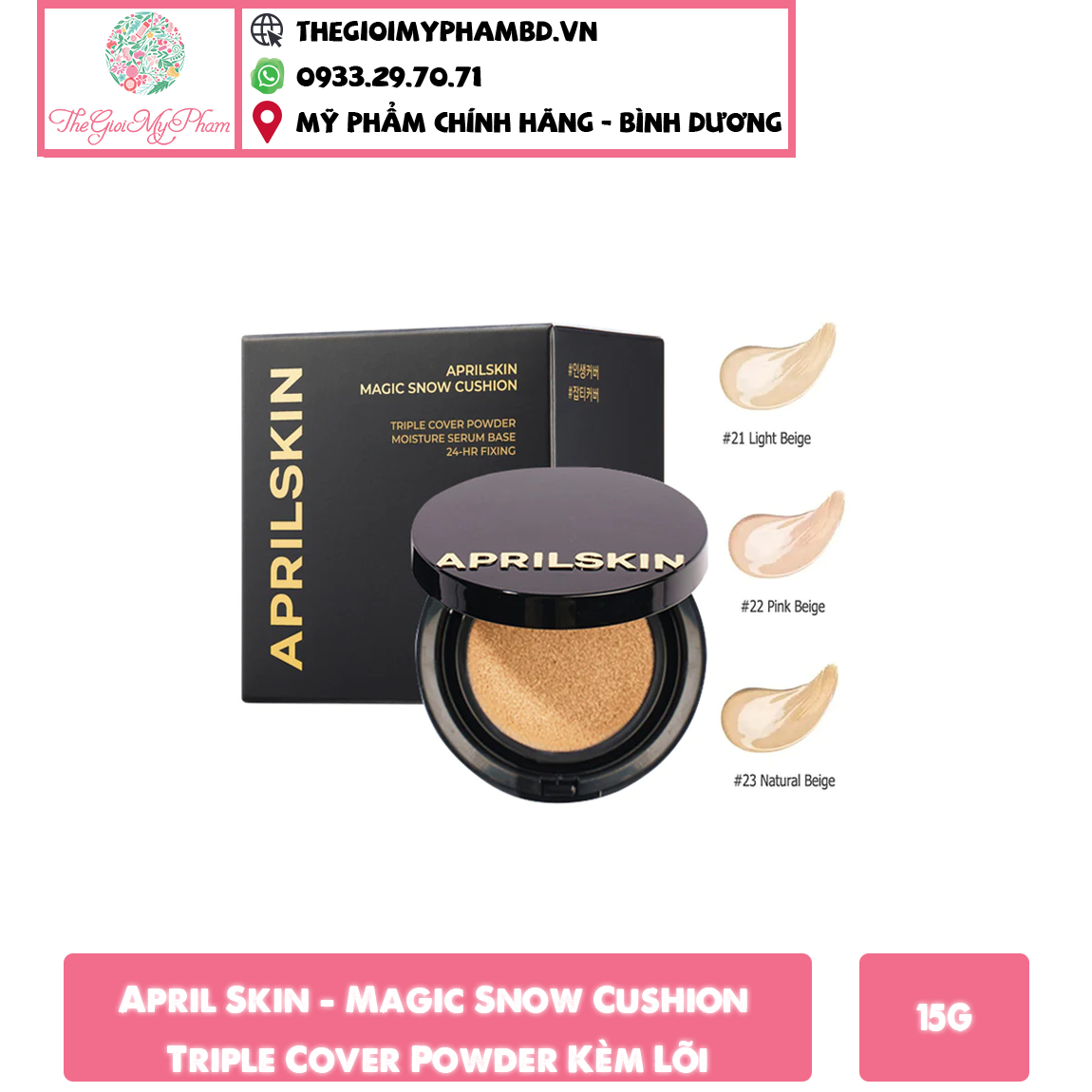April Skin - Magic Snow Cushion Triple Cover Powder 23 (Kèm Lõi)
