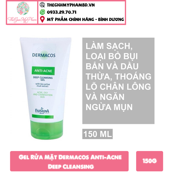 Sữa Rửa Mặt Sạch Sâu, Ngừa Mụn Farmona Dermacos Anti-Acne Deep Cleansing Gel 150ml