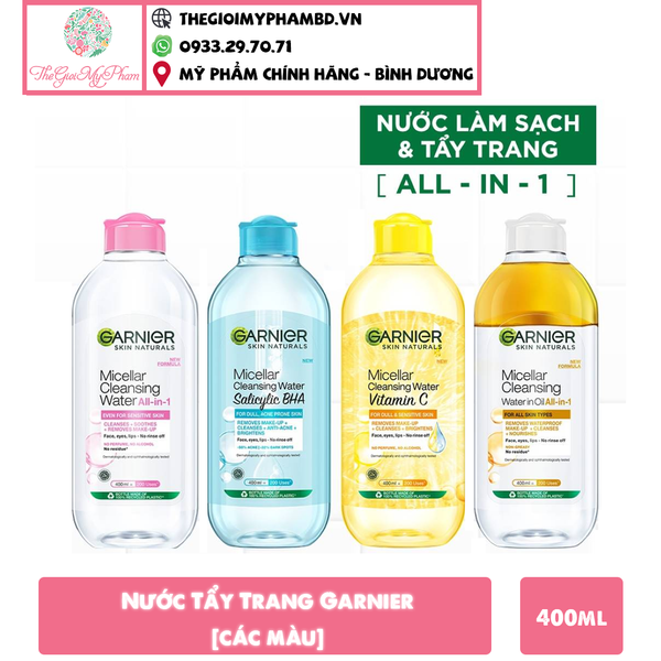 Nước Tẩy Trang Garnier Dành Cho Da Dầu Và Mụn 400ml (Mẫu Cũ - Nắp Trắng)