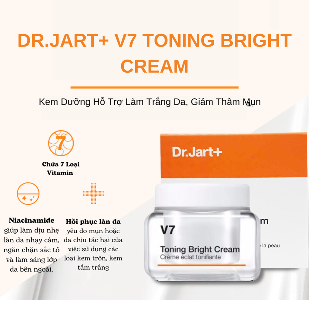 Kem Dr.Jart+ V7 Toning Bright Dưỡng Trắng, Giảm Thâm Nám 50ml