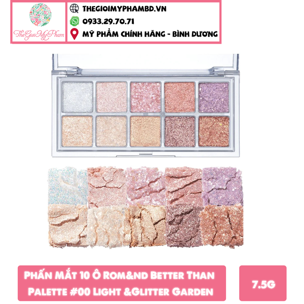 Phấn Mắt 10 Ô Rom&nd Better Than Palette #00 Light &Glitter Garden