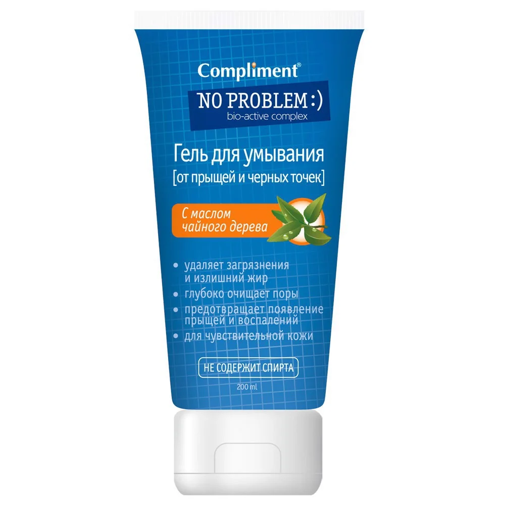 Gel Rửa Rửa Mặt Giảm Mụn Compliment No Problem BHA + Tea Tree 200ml