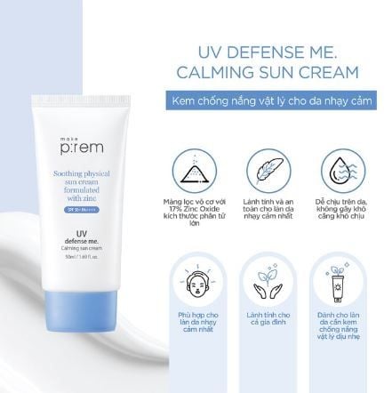 Prem - KCN Vật Lý Cho Da Nhạy Cảm 50ml #Xanh