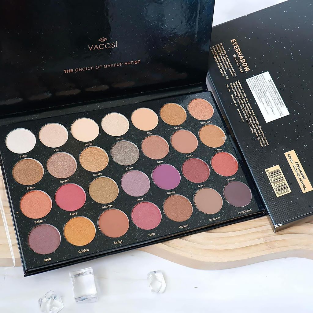 Bảng Màu Mắt Chuyên Nghiệp 28 Ô Vacosi Pro Studio EyeShadow Palette 45g #83ESN – Shimmer Natural