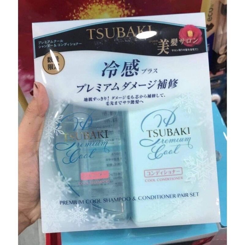 Tsubaki - Bộ Gội Xả Sạch Dầu Mát Lạnh (490ml/chai) Premium Cool Set