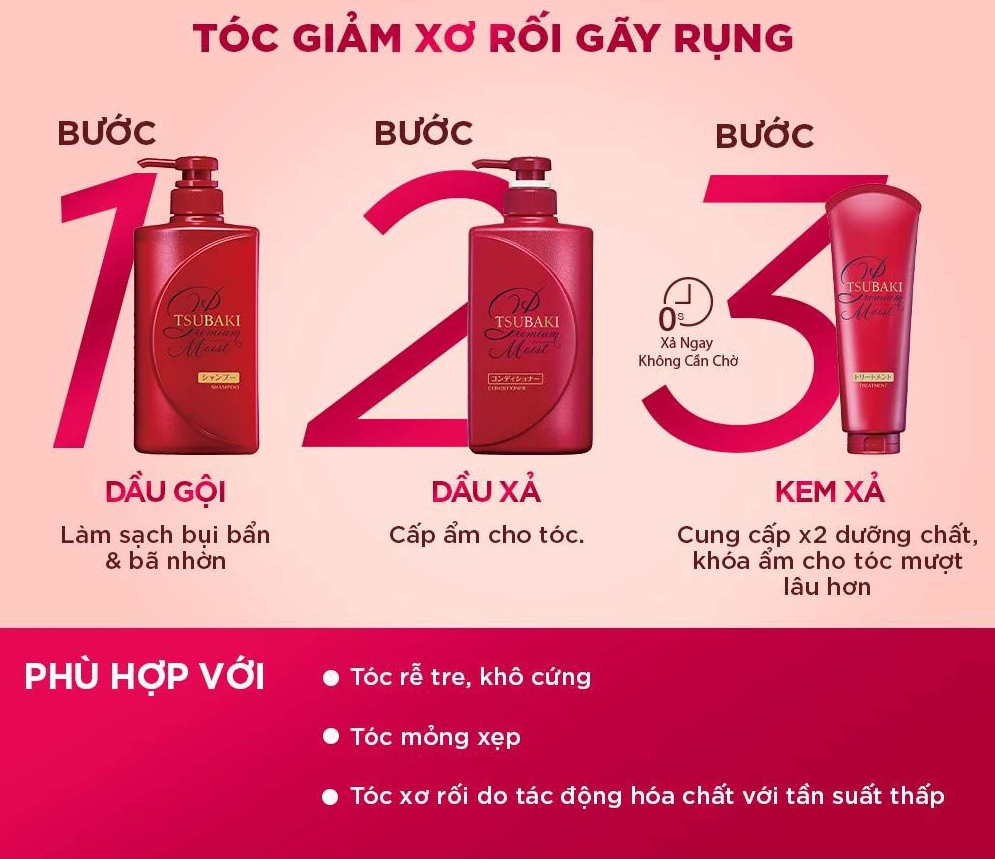 Tsubaki - Xã Dưỡng Tóc Bóng Mượt 490ml (Chai đỏ)