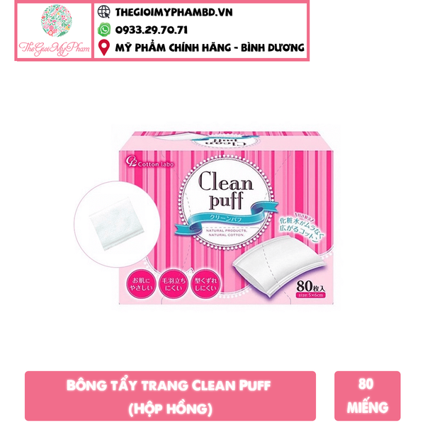 Bông tẩy trang Clean Puff (Hộp hồng 80 miếng)