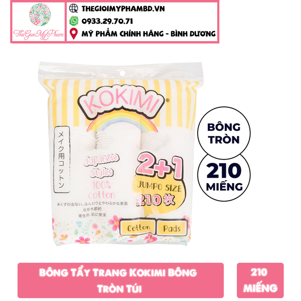 Bông Tẩy Trang Kokimi 210 miếng (Vàng)