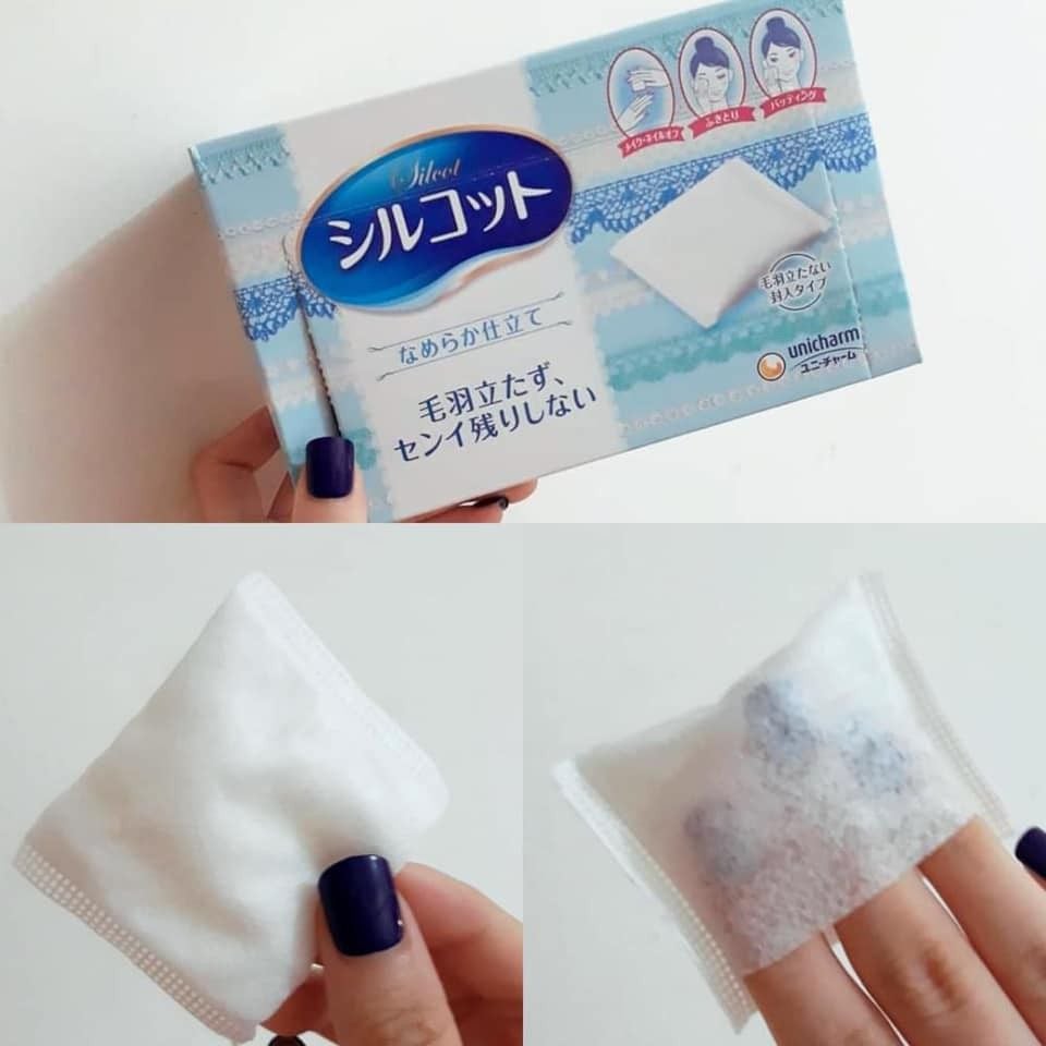 Bông Tẩy Trang Silcot Nhật - xanh dương