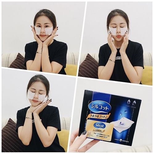 Bông tẩy trang Silcot Nhật miếng đôi - xanh đen