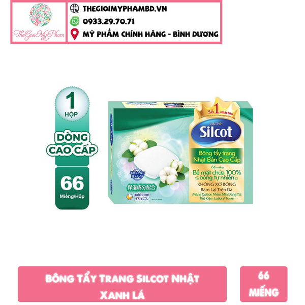 Bông tẩy trang Silcot Nhật - xanh lá