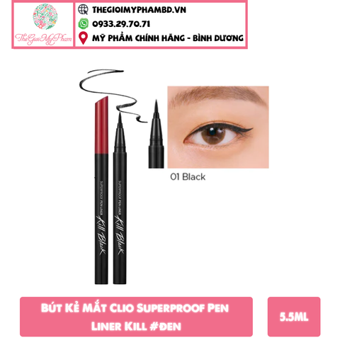 Bút Kẻ Mắt Clio Superproof Pen Liner Kill 0.55ml #01 Black