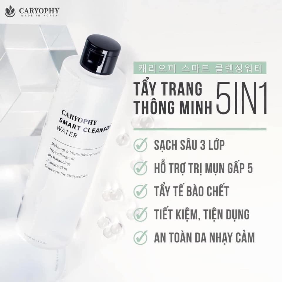 Nước Tẩy Trang Cho Da Dầu Mụn, Nhạy Cảm Caryophy Smart Cleansing Water 300ml