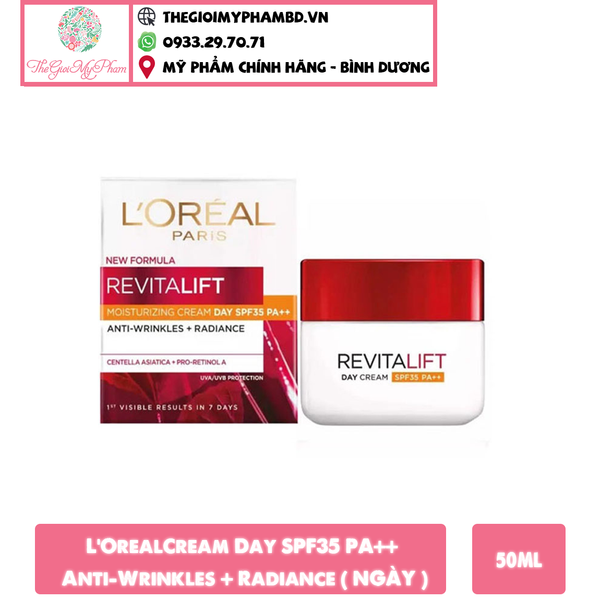 Kem Dưỡng Ngừa Lão Hóa Da L'Oreal Revitalift Moisturizing Cream Day SPF35 PA++ Anti-Wrinkles + Radiance 50ml - Kem Ngày