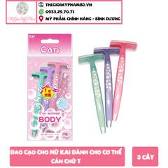 Dao Cạo Cho Nữ KAI Dành Cho Cơ Thể Cán Chữ T (3 Cây)