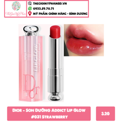 Dior - Son Dưỡng Addict Lip Glow #031 Strawberry (Mẫu Mới Vỏ Xanh) - Ko Tđ