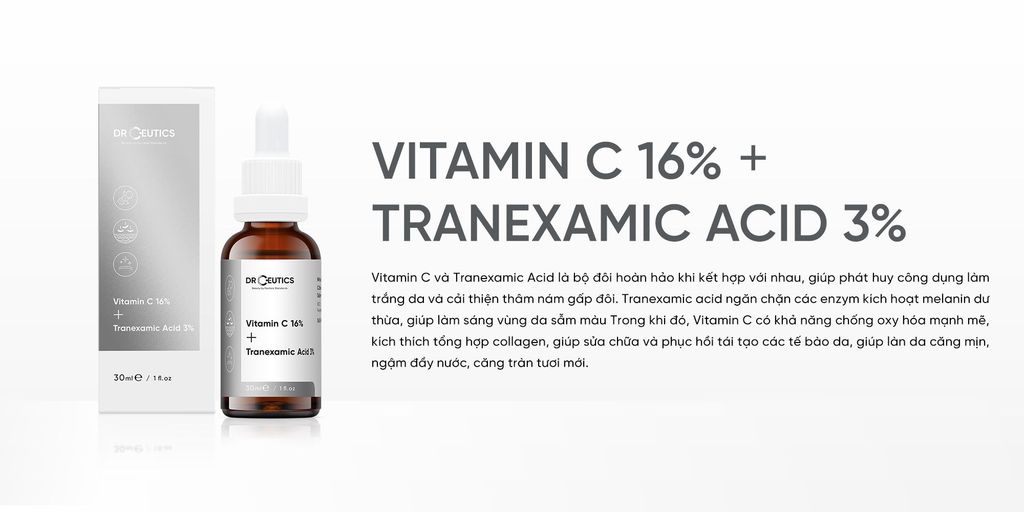 Tinh Chất Dưỡng Trắng DrCeutics Vitamin C 16% + Tranexamic Acid 3% 30ml