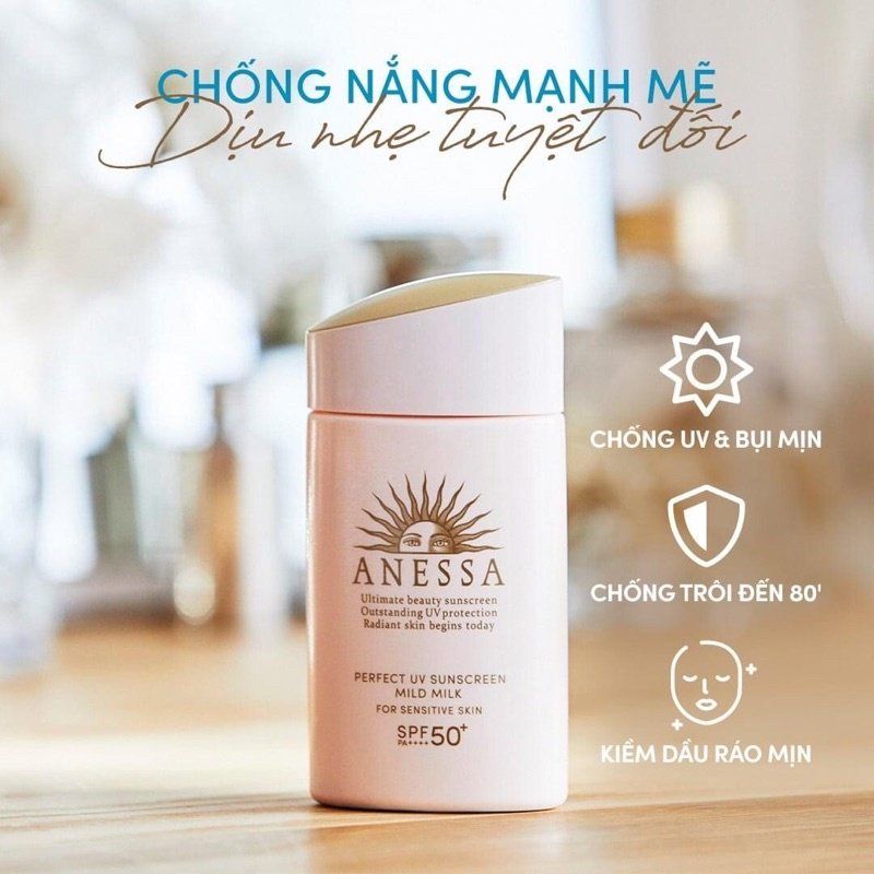 Sữa chống nắng Anessa #Sensitive 60ml (Chai Hồng) SALE 550K>429K