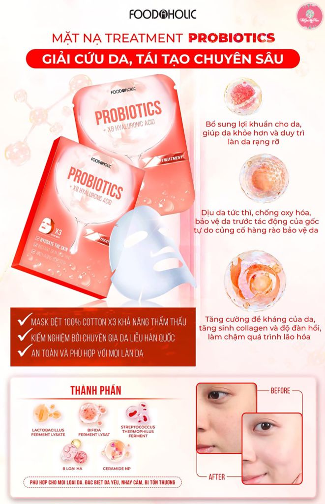 Mặt Nạ Fodaholic Mẫu Mới #Probiotics + X8 HA