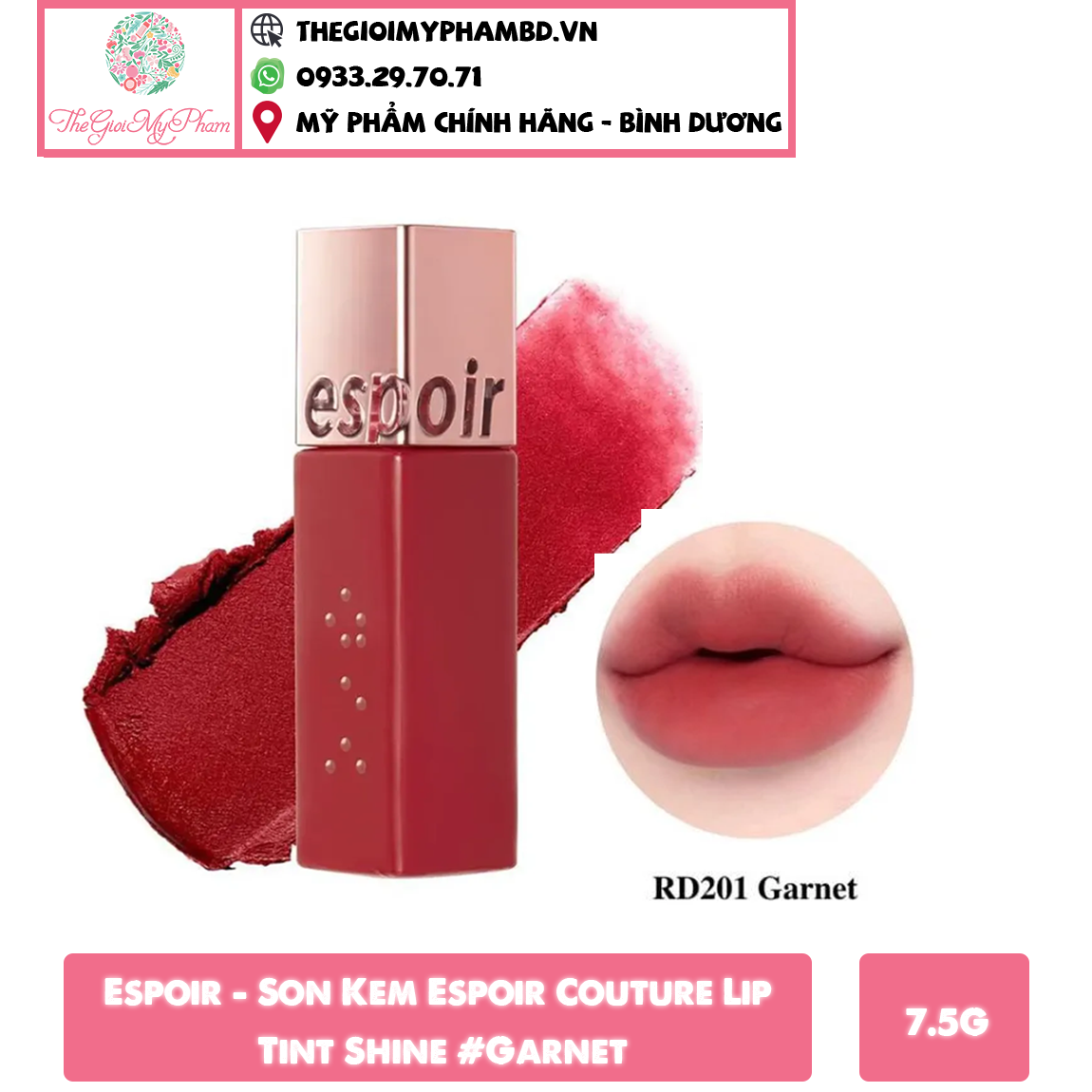 Espoir - Son Kem Espoir Couture Lip Tint Shine #Garnet