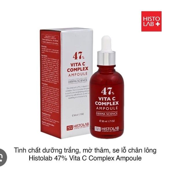 Tinh Chất Dưỡng Trắng Mờ Thâm Nám Histolab 47 Vita C Complex Ampoule Derma Science 50ml