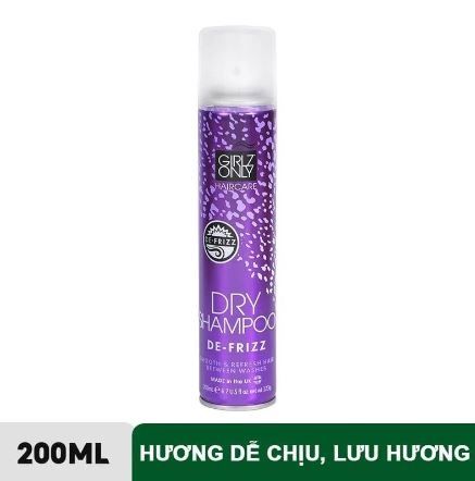 Dầu Gội Khô Girlz Only Dawn De-Frizz 200ml #Tím-Hết Bết Rối