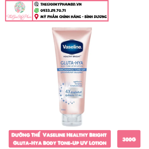 Dưỡng Thể Sáng Da Vaseline Healthy Bright Gluta-Hya Body Tone-Up UV Lotion 300ml