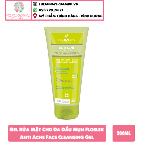 Gel Rửa Mặt Cho Da Dầu Mụn Floslek Anti Acne Face Cleansing Gel 200ml