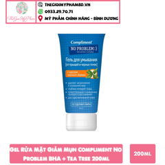 Gel Rửa Rửa Mặt Giảm Mụn Compliment No Problem BHA + Tea Tree 200ml