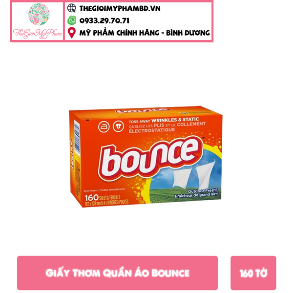 Giấy Thơm Quần Áo Bounce USA (160 tờ)