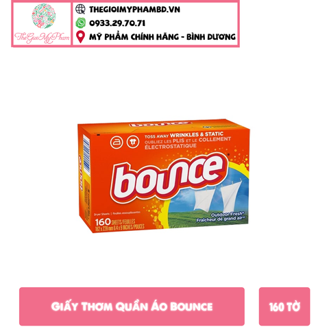 Giấy Thơm Quần Áo Bounce USA (160 tờ)