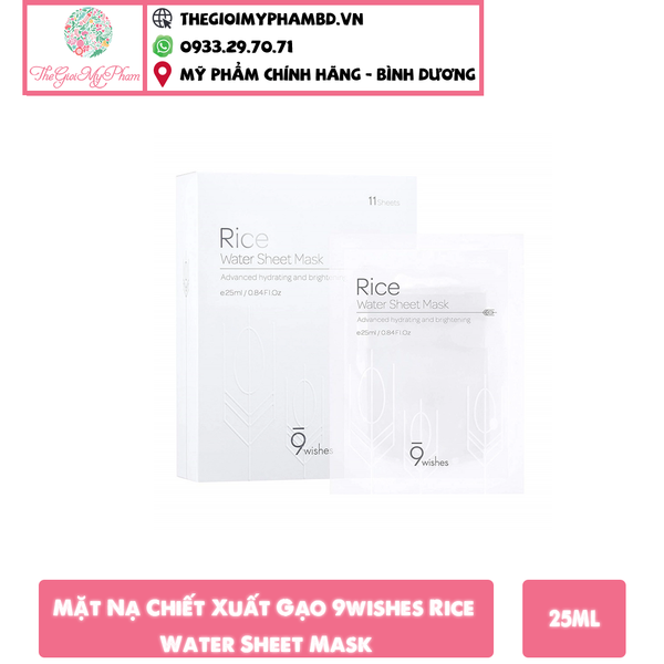 Mặt Nạ Chiết Xuất Gạo Cấp Ẩm và Làm Sáng Da 9wishes Rice Water Sheet Mask 25ml