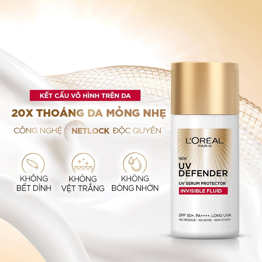 Loreal - KCN UV Defender UV Serum 50ml #Gạch Đỏ