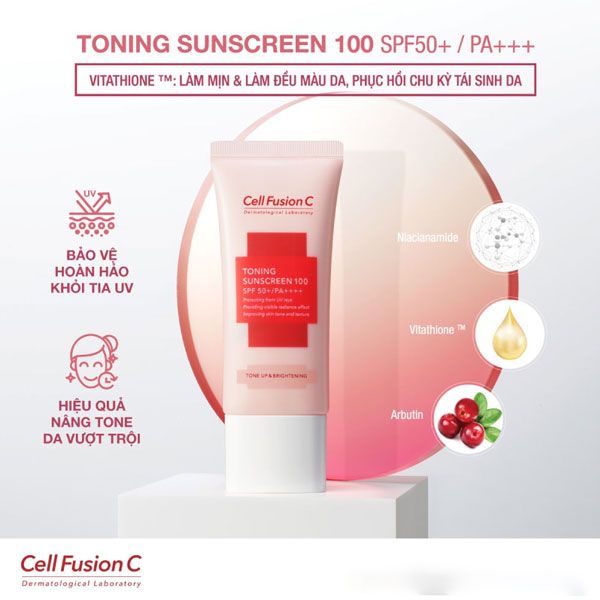 KCN Cell Fusion C Toning Sunscreen SPF50 PA+++ 50ml (Hồng)