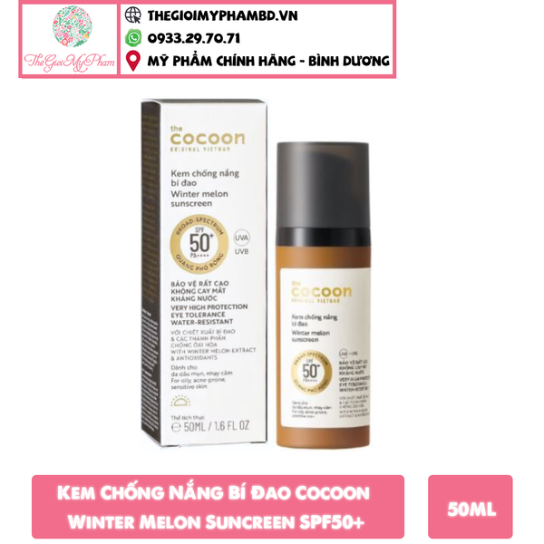 Kem Chống Nắng Bí Đao Cocoon Winter Melon Suncreen SPF50+ PA ++++ 50ml